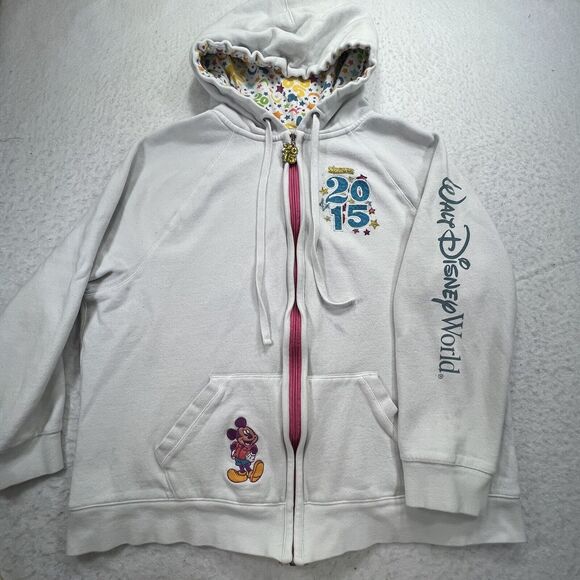 Disney Tops - Disney Parks Women's 1X 2015 Full Zip Fleece Hoodie Walt Disney World White